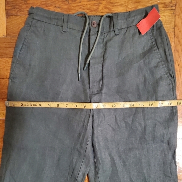 Zara Womens Linen Blend Pants Relaxed Fit Drawstring Waist Olive Green Size S - Picture 7 of 9